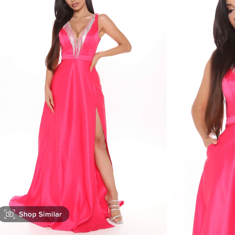 Queen on a thrown rhinestone Maxi Dress - hot pink.